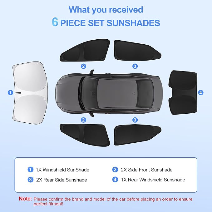 6pcs Car Window Shades for Nissan Altima 2019-2025 Accessories, Windshield Side - Image 6