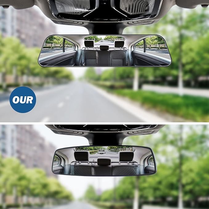 JOYTUTUS Rearview Mirror, 12 Inch Panoramic Interior Clip-on Wide Angle Convex - Image 2