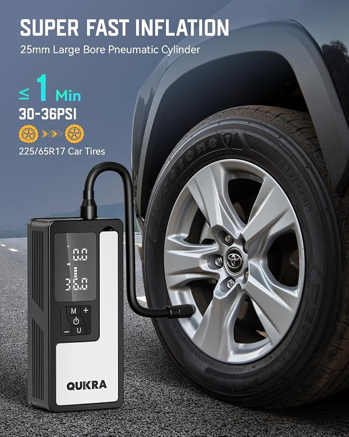 P009 Tire Inflator Portable Air Compressor, 4× Faster 150PSI Air Pump, Auto - Image 3
