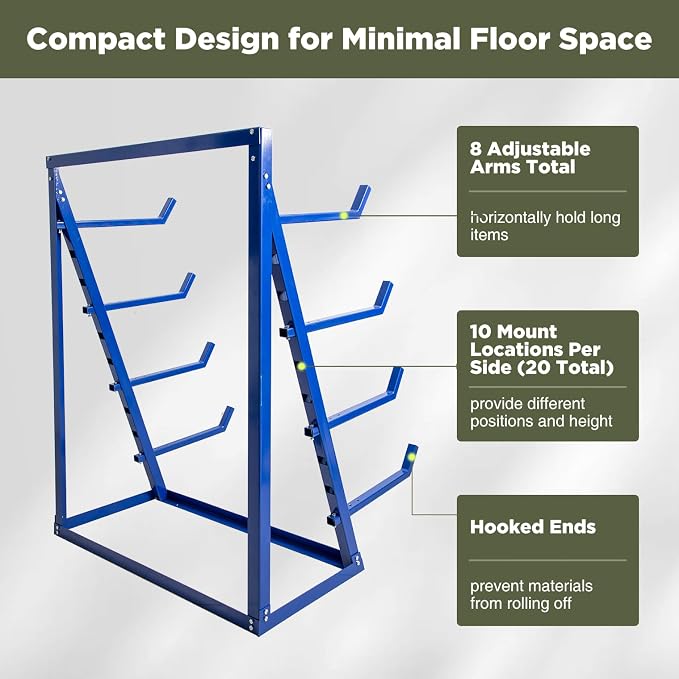 4 Tier Steel Horizontal Storage Rack, Heavy Duty Free Standing Bar Storage - Image 4