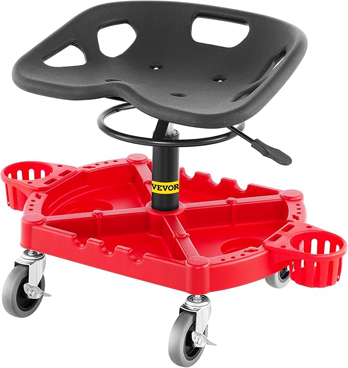 VEVOR Rolling Garage Stool, 300LBS Capacity, Adjustable Height from 18 in to 23 by VEVOR