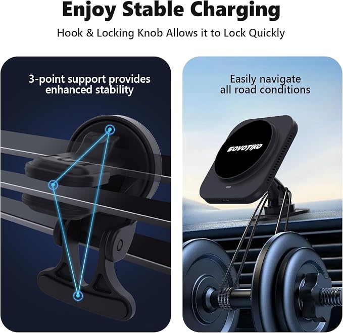 15W Magsafe Car Mount Charger, Magnetic Phone Holder - Image 5