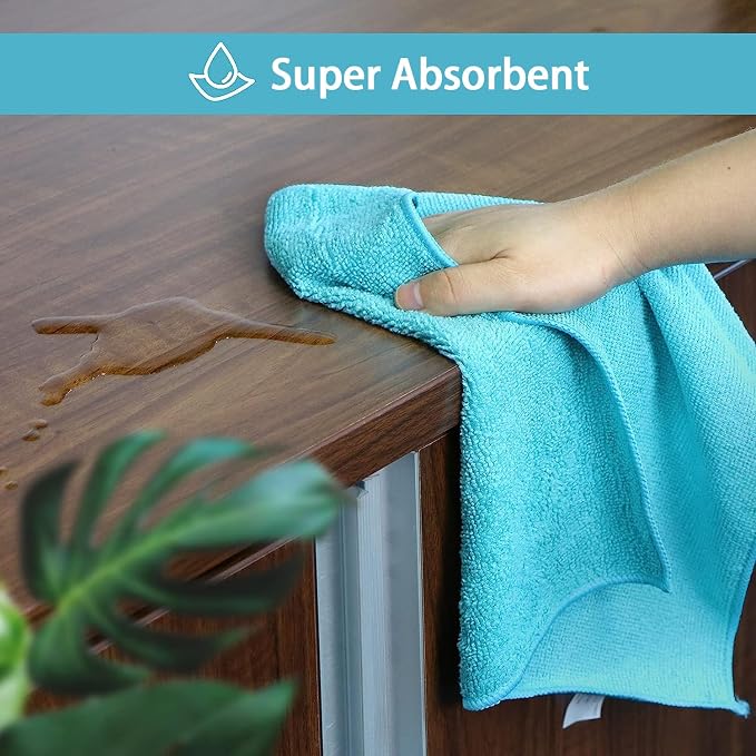 HOMEXCEL Microfiber Cleaning Cloth, 8 Pack Cleaning Rags, Cleaning Towels - Image 4