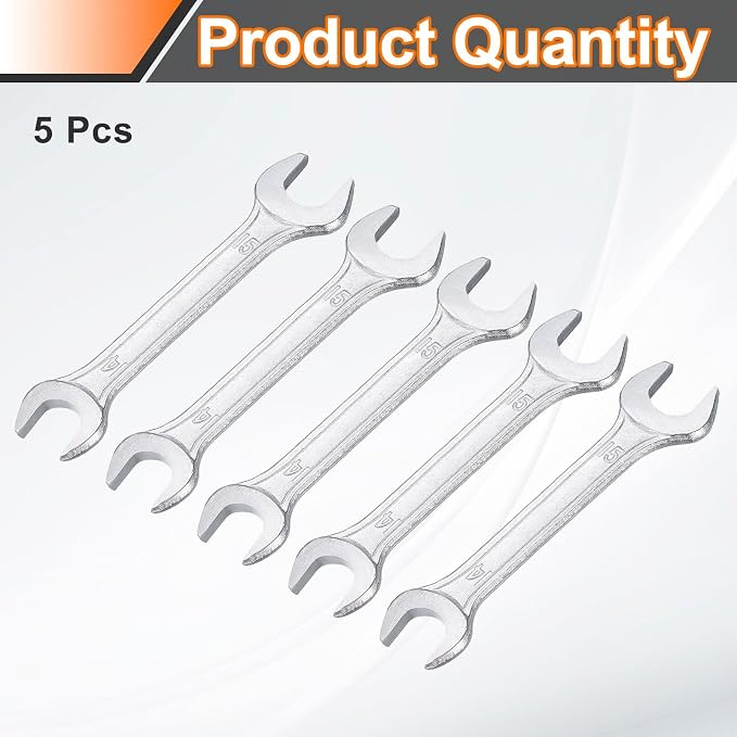 HARFINGTON 5pcs Double Open End Wrench 14mm x 15mm Metric 15 Degree Offset - Image 3