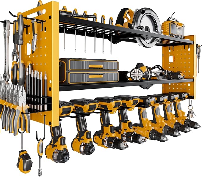 Power Tool Organizer Wall Mount, Cordless Drill Hanger Storage Rack 8 Drill by NattyDot