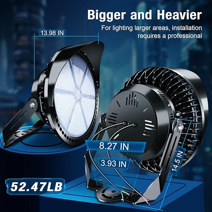 Stadium Lights Outdoor LED, 600W Heavy-Duty Sport Court Floodlight Super Bright - Image 3