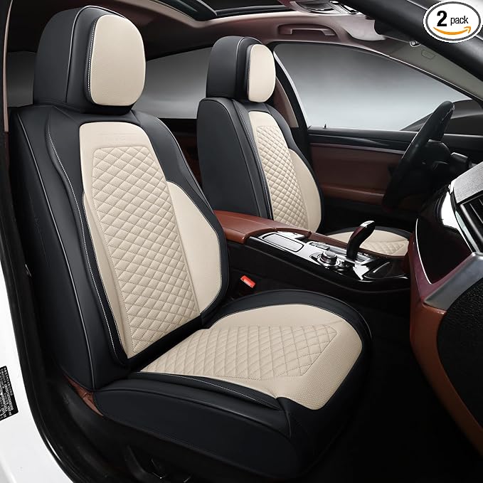 Seat Covers for Cars Full Set, Leather Seat Covers 2 Pack, Breathable Leather by truckerset