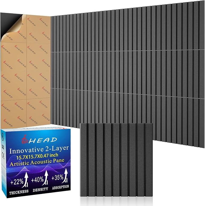 12 Pack Large Soundproof Wall Panels, 15.7 x 15.7 x 0.47 in Sound Proof Foam by Staytunedforournewproduct