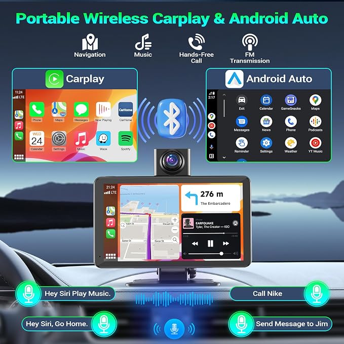 Carplay Screen for Car, Touchscreen CarPlay Dash Cam, Audio Receivers W/Mirror - Image 4