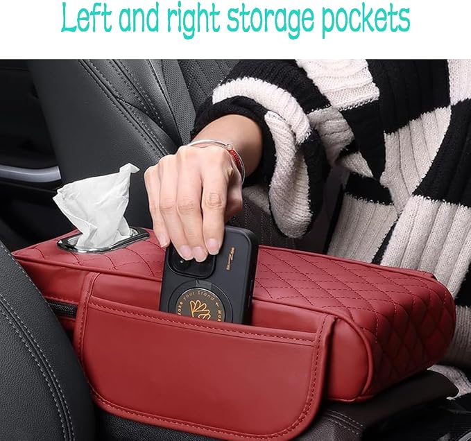 Car Armrest Cover Leather Car Console Covers Box Pad - Image 4