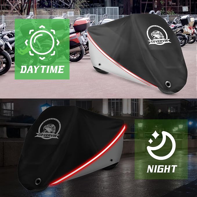 COVERVIN Motorcycle Cover, All Weather Outdoor Waterproof Night Protection - Image 5