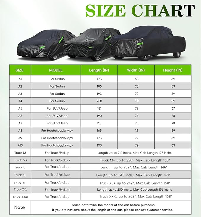 KouKou Car Cover Waterproof All Weather, 7 Layers Outdoor Car Cover - Image 6