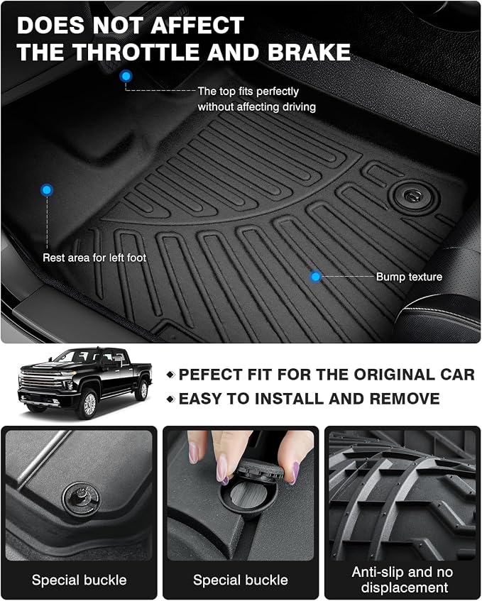 Powerty 3D Floor Mats for 2019-2025 Chevrolet Silverado 1500 & GMC Sierra 1500 - - Image 4