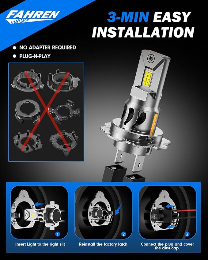 FAHREN H7 LED Light Bulbs, 000LM Super Brightness 1:1 Size No Adapter Needed - Image 4