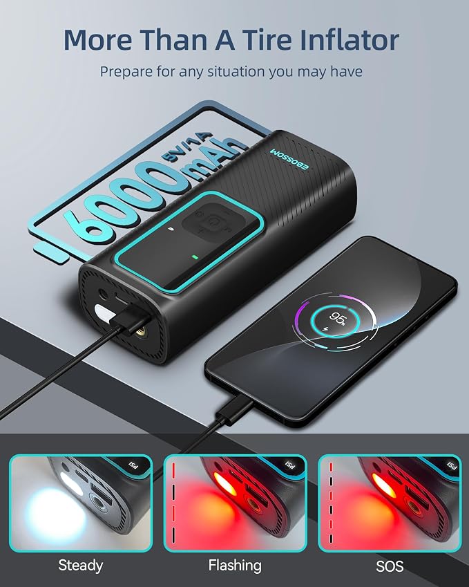 Tire Inflator Portable Air Compressor, 150 PSI Mini Car Air Pump - Image 5