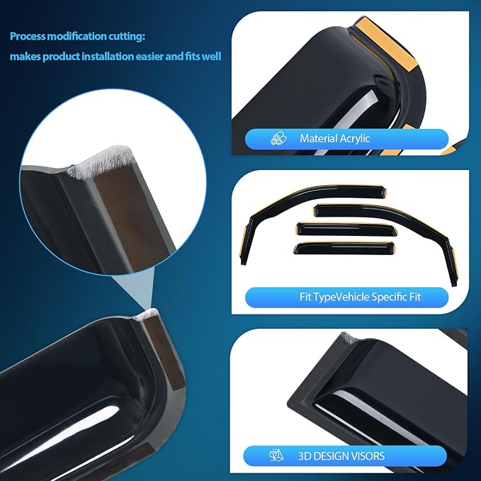 Nilight Durable Rain Guards for Ford F150 Super Crew 2009-2014, F150 SVT Raptor - Image 2
