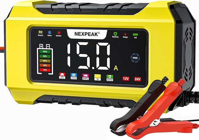 NEXPEAK NC215 15-Amp Battery Charger, Trickle Charger Car Battery Charger 12V by NEXPEAK