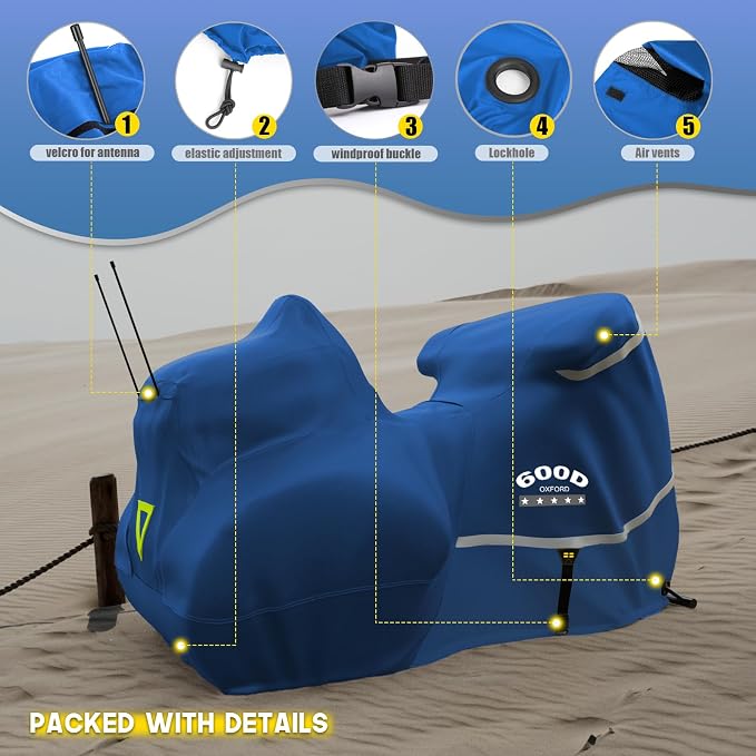 Rosefray Motorcycle Cover with Side+Top Box Heavy Duty 600D Waterproof - Image 5