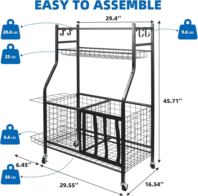 Garage Sports Equipment Organizer, Ball Storage Rack, Garage golf Organizer - Image 7