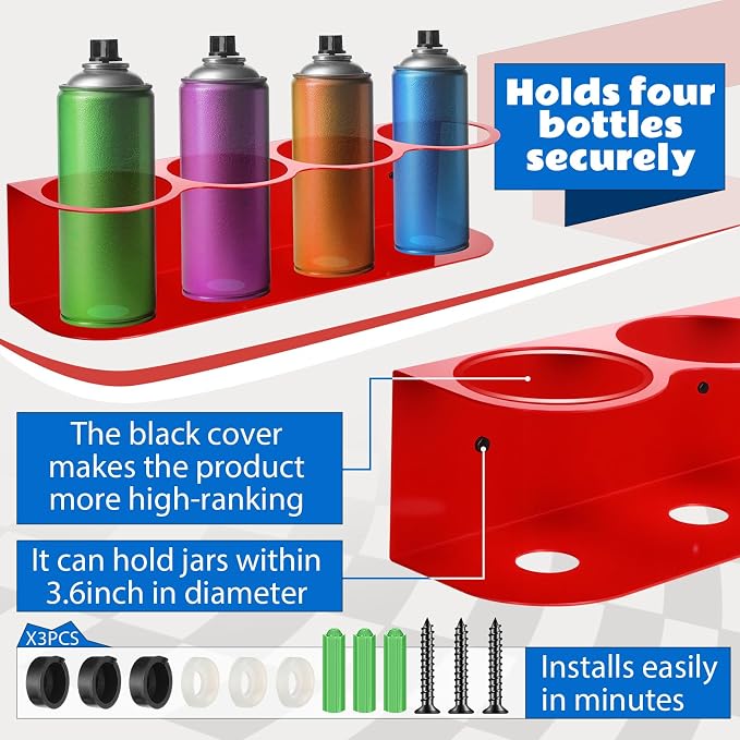 Therwen 2 Pcs All Purpose Steel Spray Bottle Holder Heavy Duty Can Holder Rack - Image 4