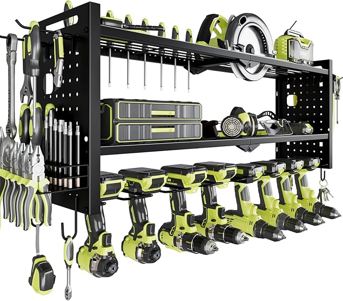 Power Tool Organizer Wall Mount, Cordless Drill Hanger Storage Rack 8 Drill by NattyDot