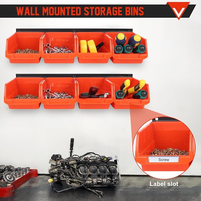 Screw Organizer Wall Mount Hardware Organizer Garage Storage Bins Box Small - Image 3