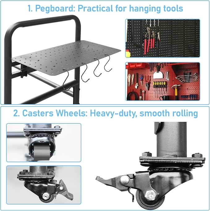 Rolling Tire Rack for Garage, Adjustable Metal Tire Rack - Image 4