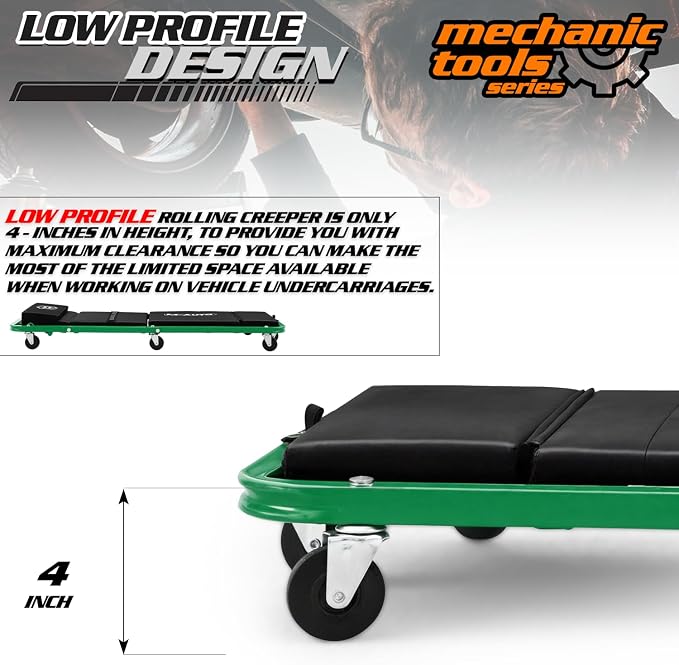 M-AUTO Heavy-Duty Convertible Mechanic Creeper, Z-Creeper 2-in-1 Creeper and - Image 6