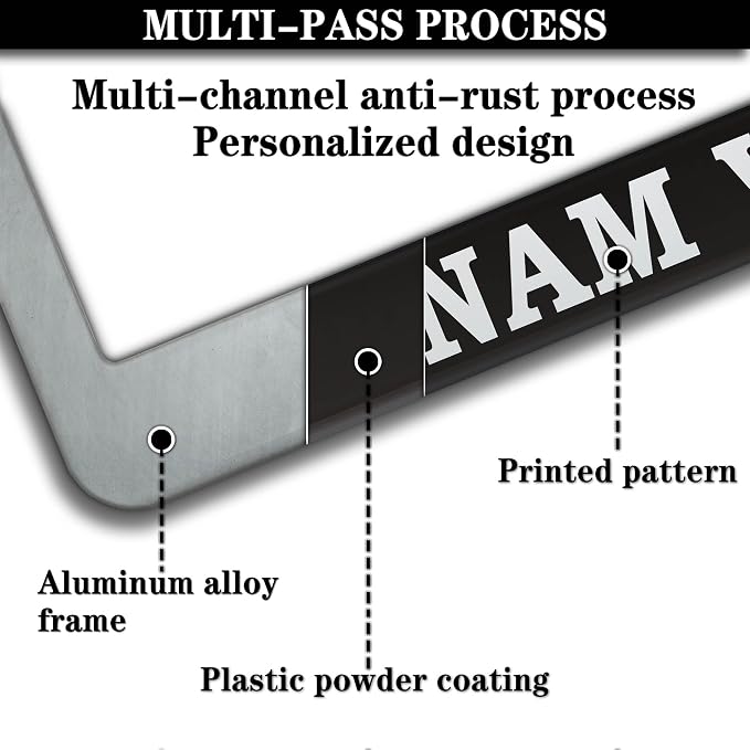 License Plate Cover Black and White License Plate Frames Vietnam Veteran - Image 5