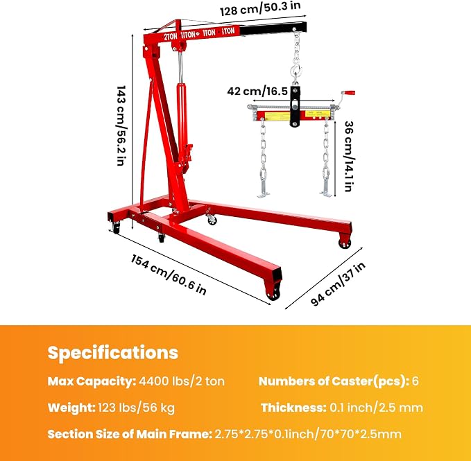 2 Ton Engine Hoist, Folding Cherry Picker Engine Hoist - Image 7