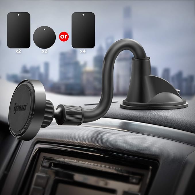 IPOW Long Arm Universal Magnetic Cradle Windshield Dashboard Cell Phone Mount - Image 2