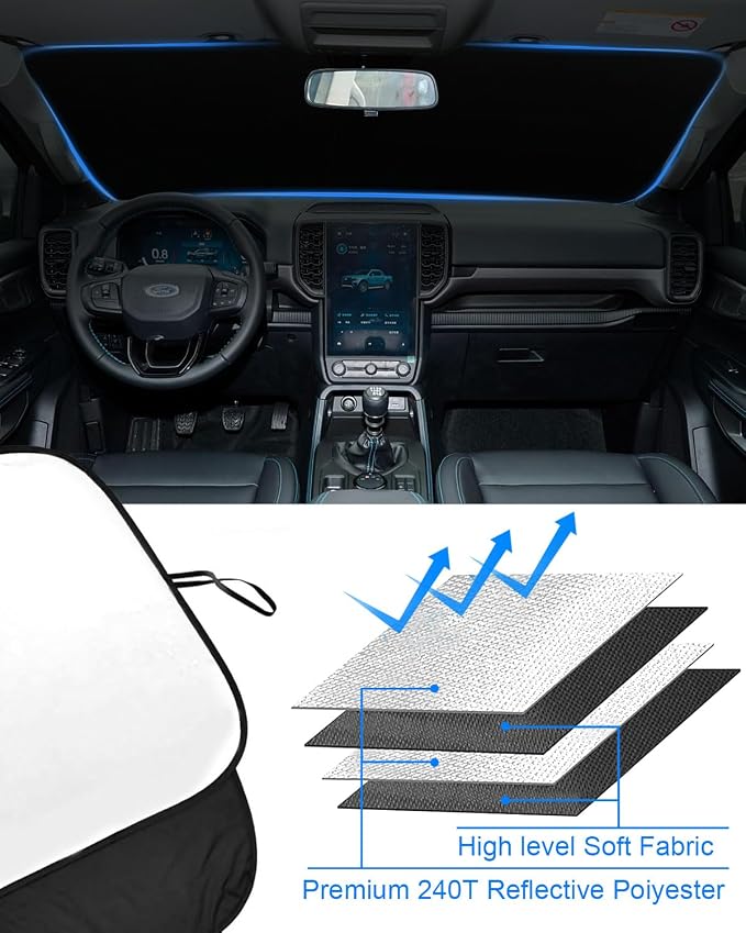 2025 Upgrade Front Windshield Sun Shade Foldable Ford Ranger Sun Shade Foldable - Image 5