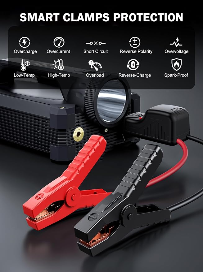 LATIT 6000A Jump Starter with Air Compressor 150PSI 65W Charger, 12V Battery - Image 7
