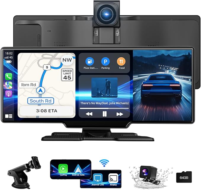 Wireless Carplay Screen for Car, 10.26" Android Auto Screen Compatible by LFomni