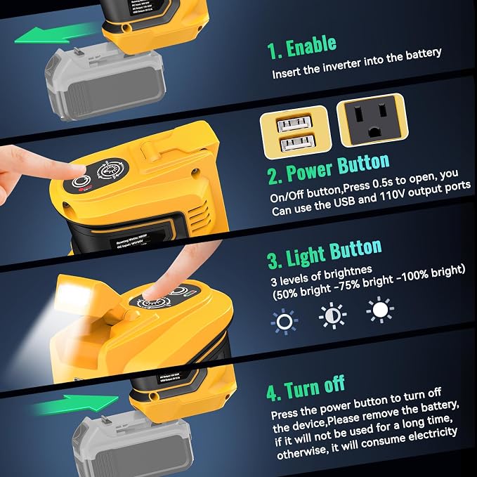 200W Portable Power Inverter for DeWALT 20V, Ecarke Outdoor Generato Battery - Image 6