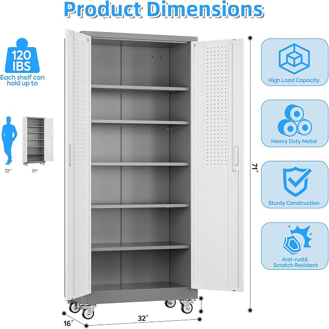 71" H×32" W×16" D Garage Storage Cabinet - Image 3
