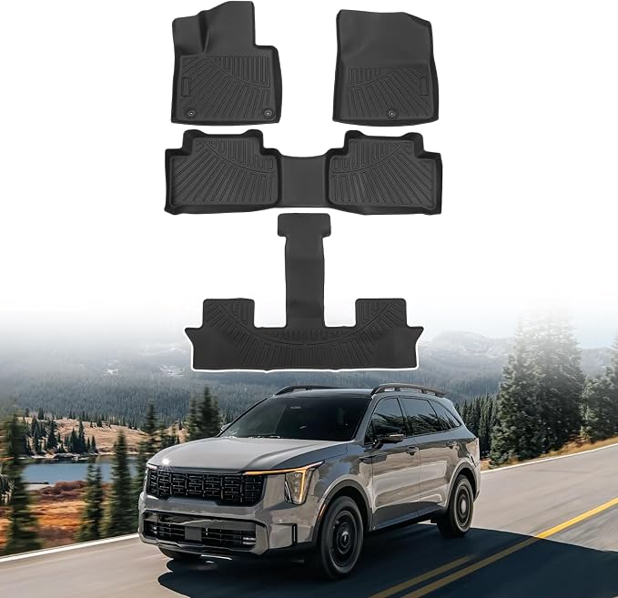 Powerty Floor Mats for 2021-2025 Kia Sorento Accessories All Weather Floor by Powerty