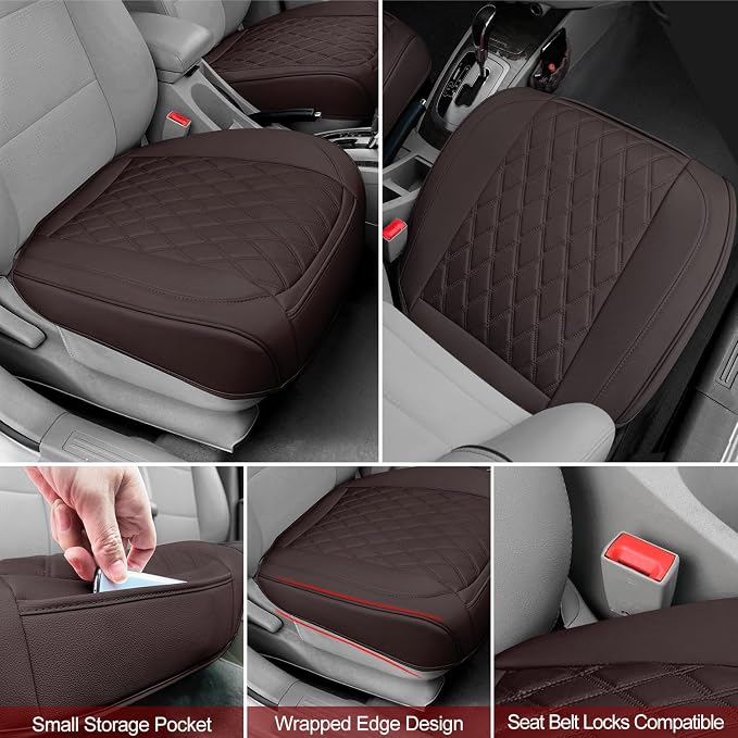 2 Pack Leather Front Car Seat Cover Bottom Car Seat, Anti-Slip and Full Wrap - Image 4