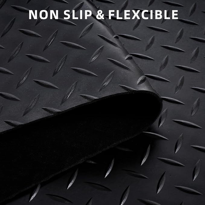 Nisorpa 16'5'' x 3'4'' Diamond Plate Flooring Roll, Rubber Garage Floor Mat - Image 4