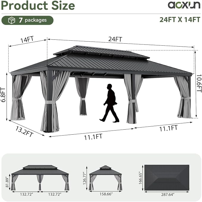 Aoxun 14' X 24' Hardtop Gazebo - Image 8