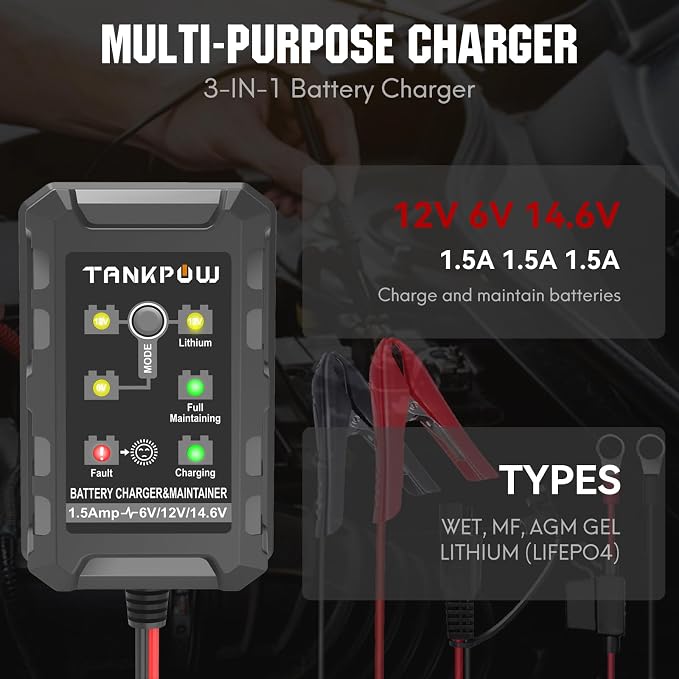 1.5-Amp Smart Car Battery Charger, 6V and 12V Automotive Battery Charger - Image 3