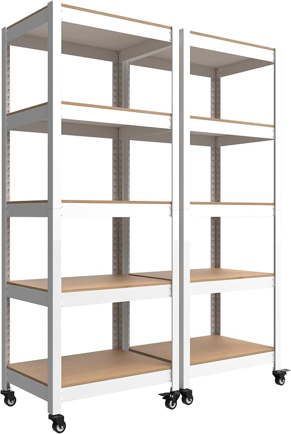 HOMEDANT House White 5-Tier Metal Rolling Cart Shelf Rack Casters Heavy Duty by TheBestOrganizingSolution