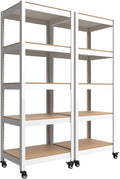 HOMEDANT House White 5-Tier Metal Rolling Cart Shelf Rack Casters Heavy Duty by TheBestOrganizingSolution