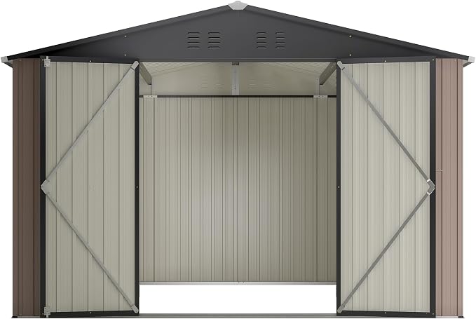 10 x 10 FT Outdoor Storage Shed, Large Metal Tool Sheds - Image 8