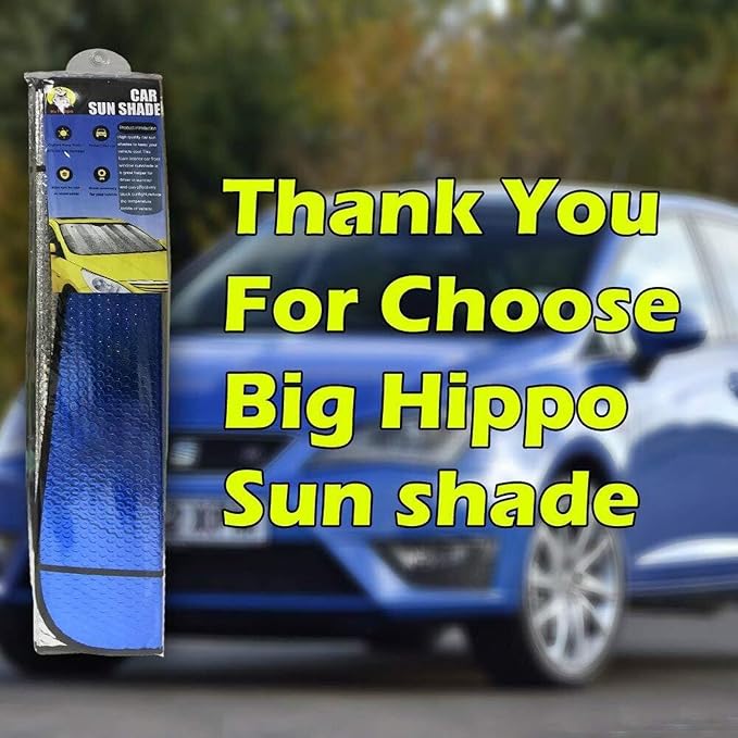 Big Hippo Car Windshield Sun Shade UV Rays Sun Visor Shade, Auto Front Car - Image 7
