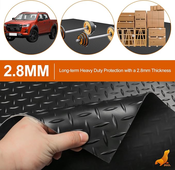 SEAL 4 x 8 Ft Premium Garage Floor Mat, Solid 2.8mm Thickened Black Commercial - Image 2