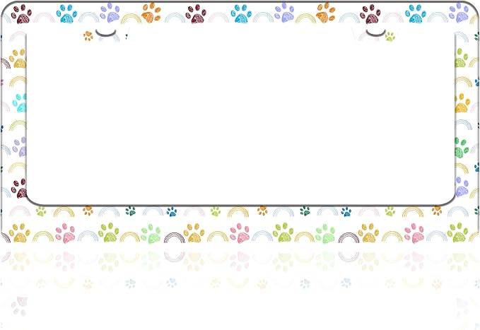 Colorful Cat and Dog Paw Prints License Plate Frame Stainless Steel License by TINALUIN