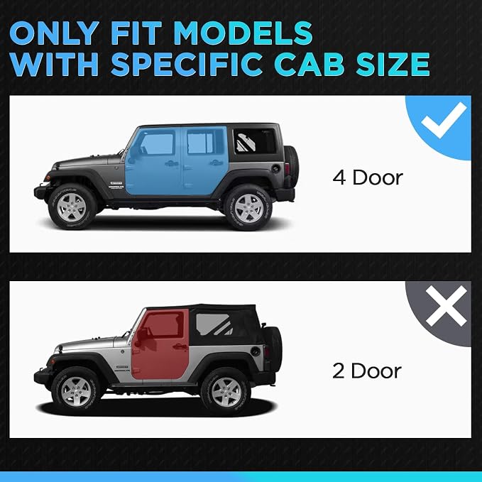 Running Boards Compatible with 2007-2018 Jeep Wrangle JK 4 Doors, Carbon Steel - Image 2