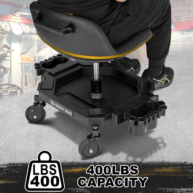 Rolling Stool with Wheels, Adjustable Height Pneumatic Garage Work Mechanic - Image 7