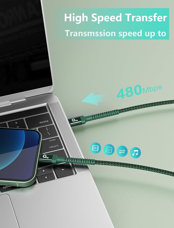 USB C Cable Fast Charging 10FT, iPhone 16 15 Charger Long Type C Nylon Braided - Image 4